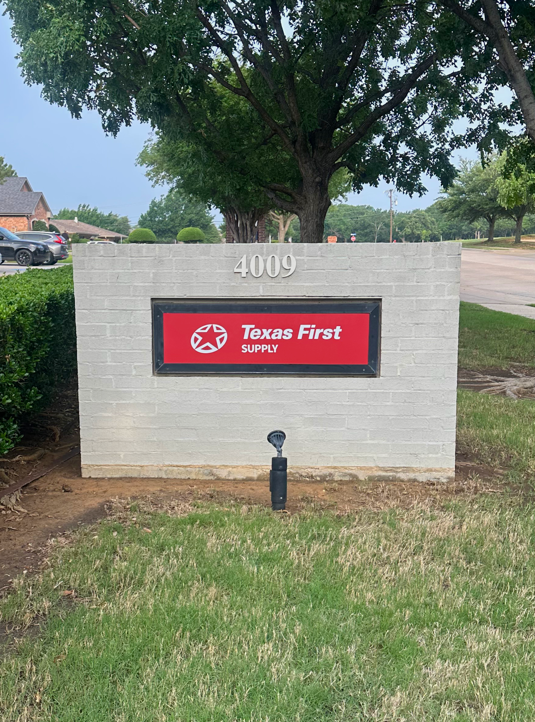 Texas First Supply’s Monument Sign Before and After done by Signarama North Fort Worth/Keller