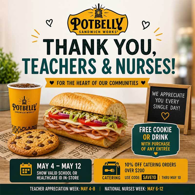 Potbelly Has a Simple Thank-You for Teachers and Nurses This Week Potbelly Has a Simple Thank-You for Teachers and Nurses This Week