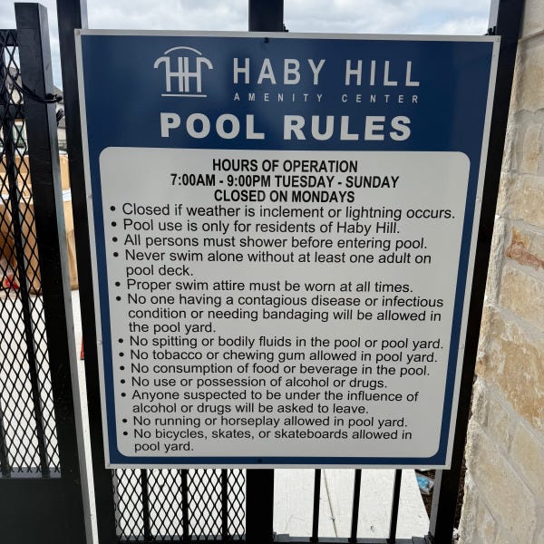 Safety Pool Sign_Haby Hill_Pool Rules