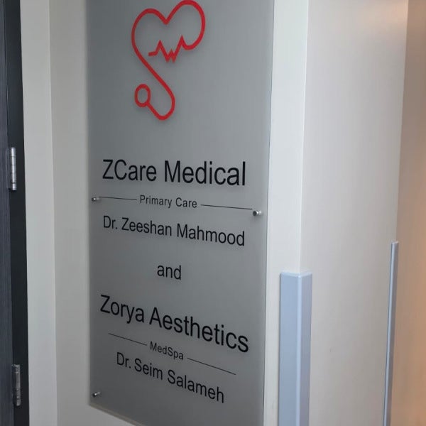Acrylic Lobby Sign for ZCare Medical Facility