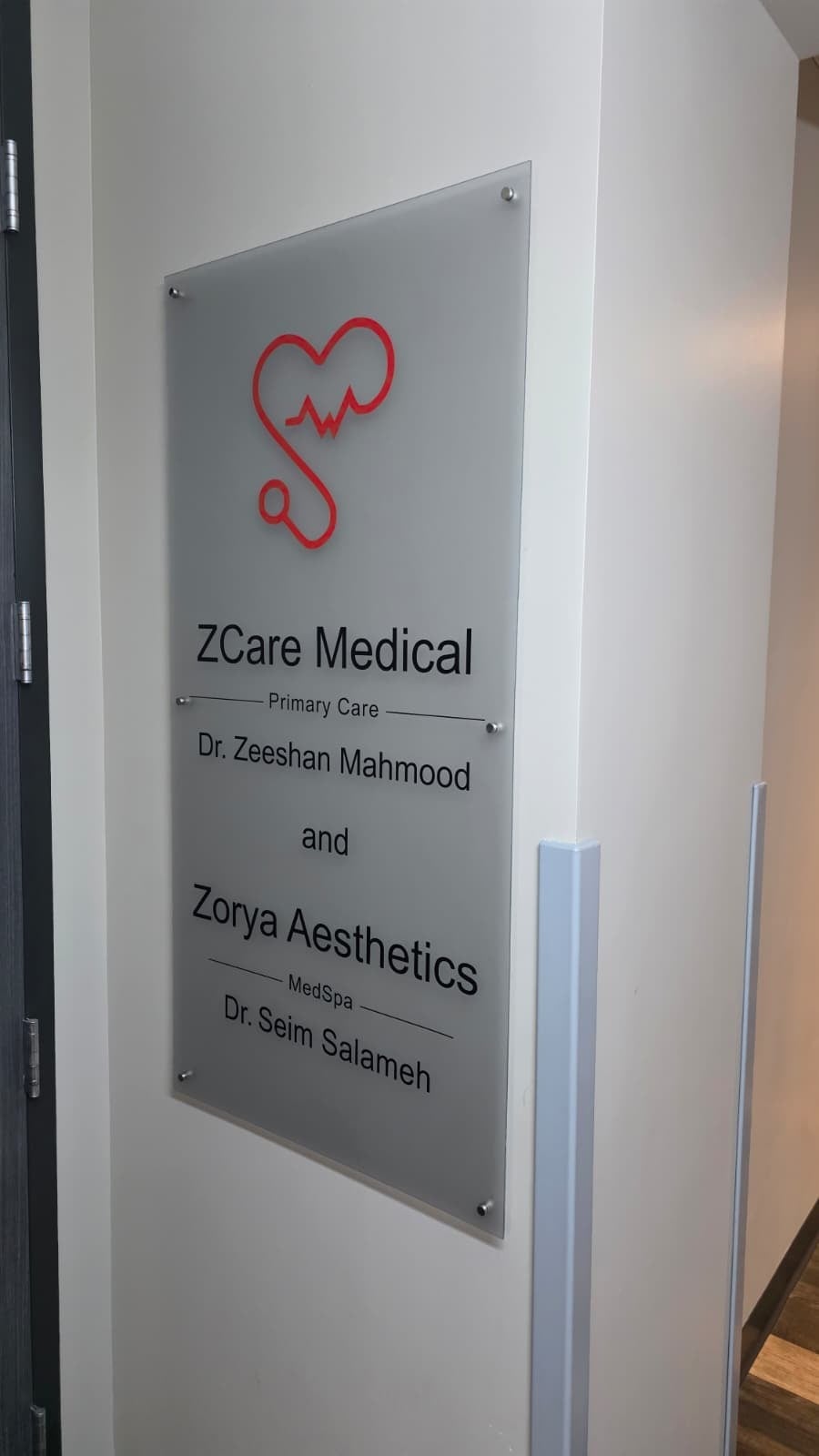 Acrylic Lobby Sign for ZCare Medical Facility