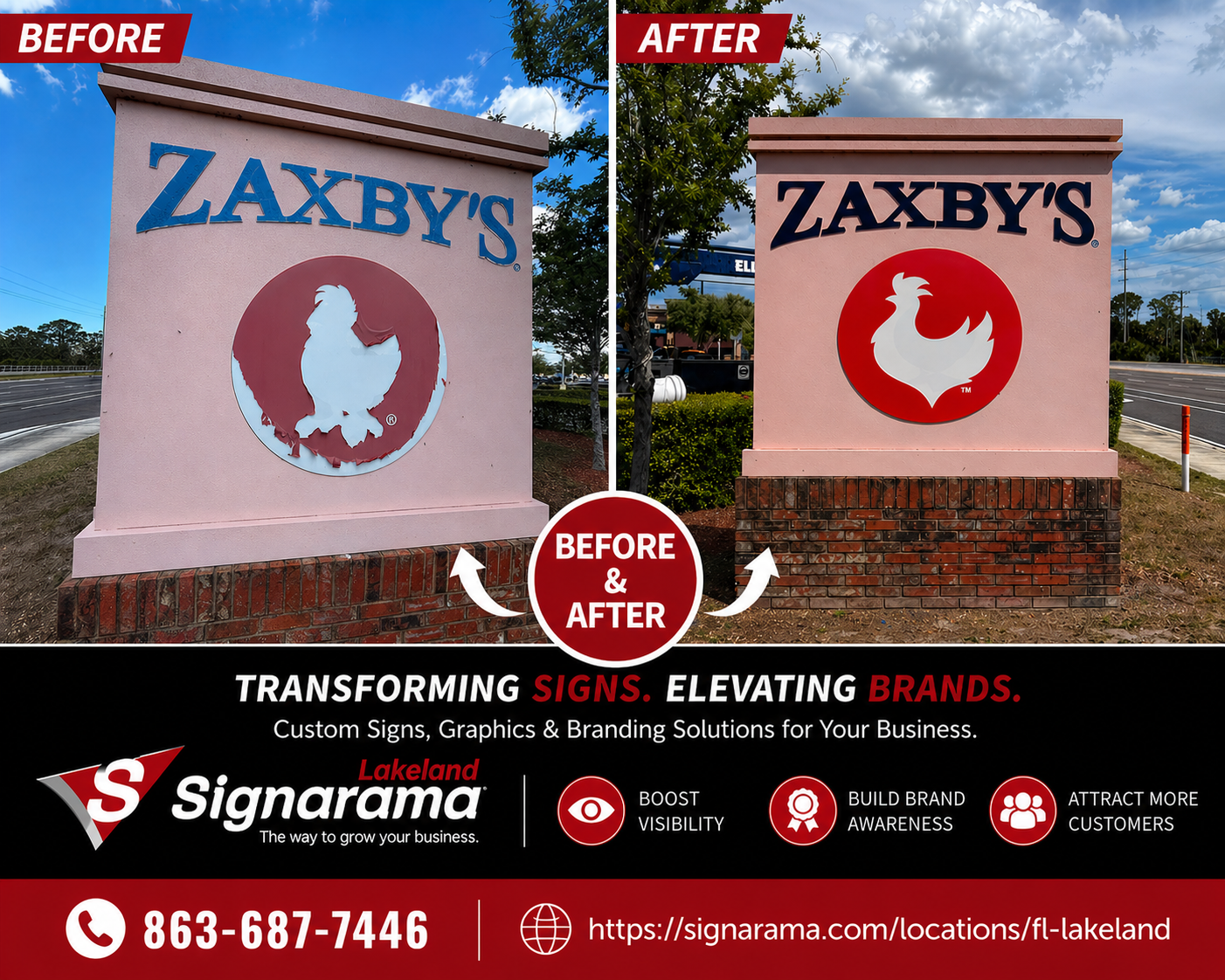 Zaxby’s Monument Sign Graphic Refresh | Signarama Lakeland