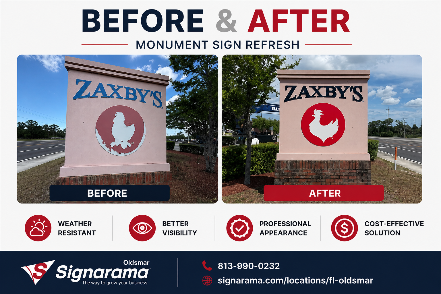Updated Monument Sign Graphics for Zaxby’s