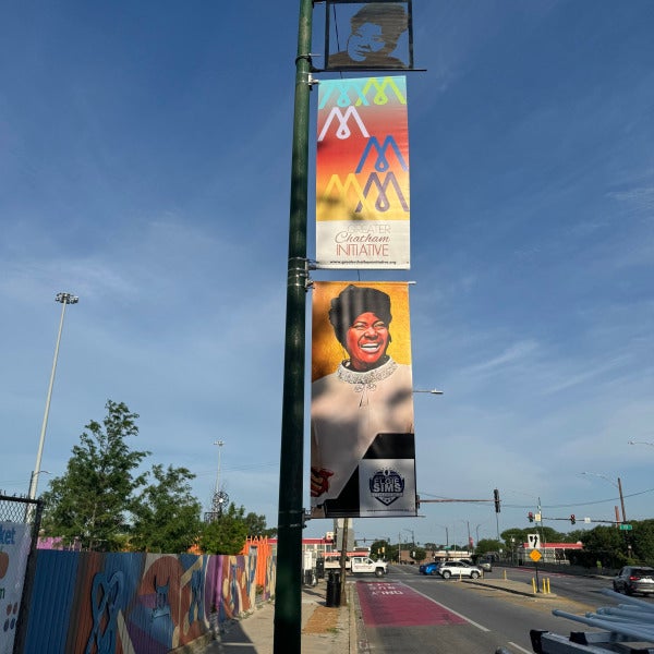 Pole Banners for Mahalia's Mile in Chicago