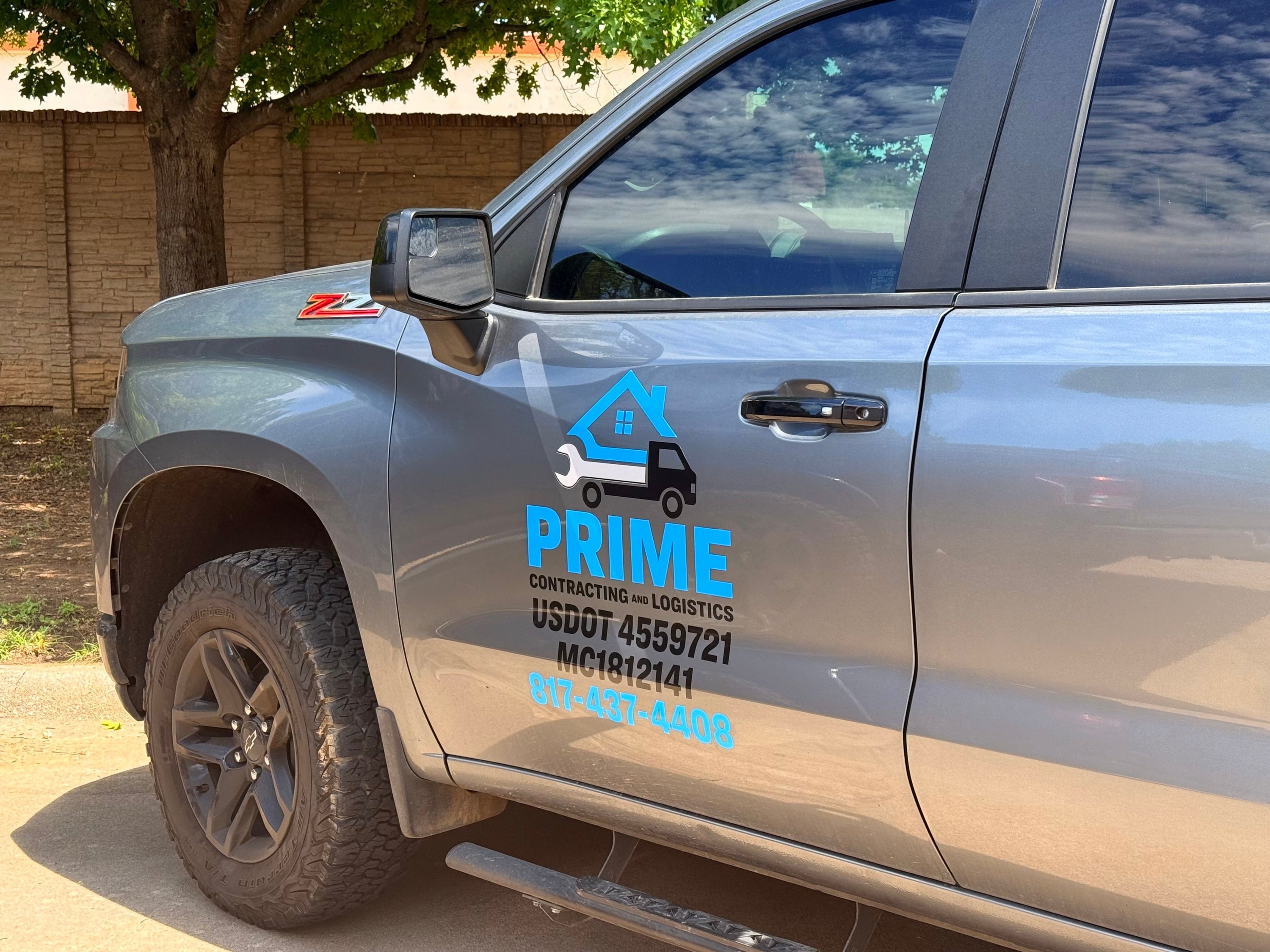 Custom vehicle decals for Prime Contracting and Logistics done by Signarama North Fort Worth/ Keller