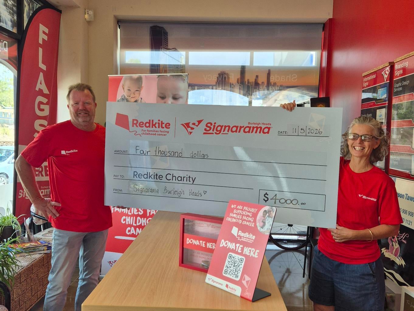 Redkite - Signarama Burleigh Heads $4000 donation