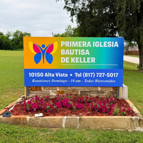 This vibrant new sign for Primera Iglesia Bautista de Keller was proudly designed and produced by Signarama North Fort Worth/Keller