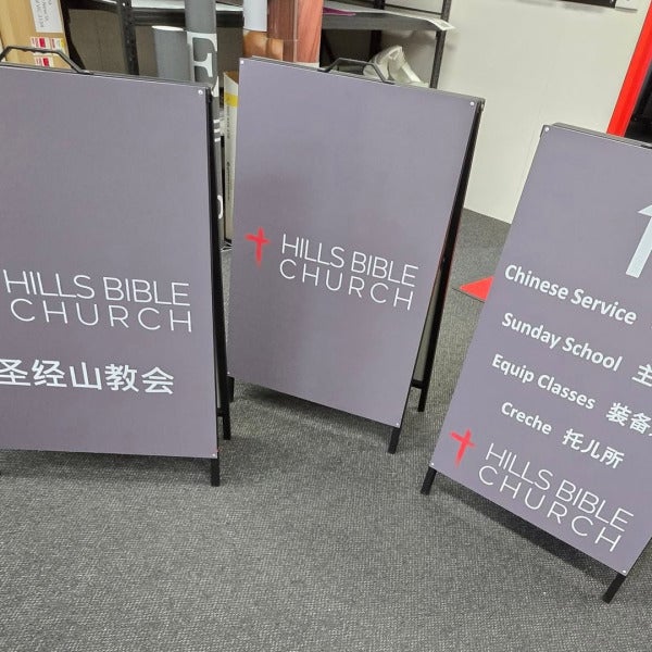 A-Frame sizes for Hills Bible Church