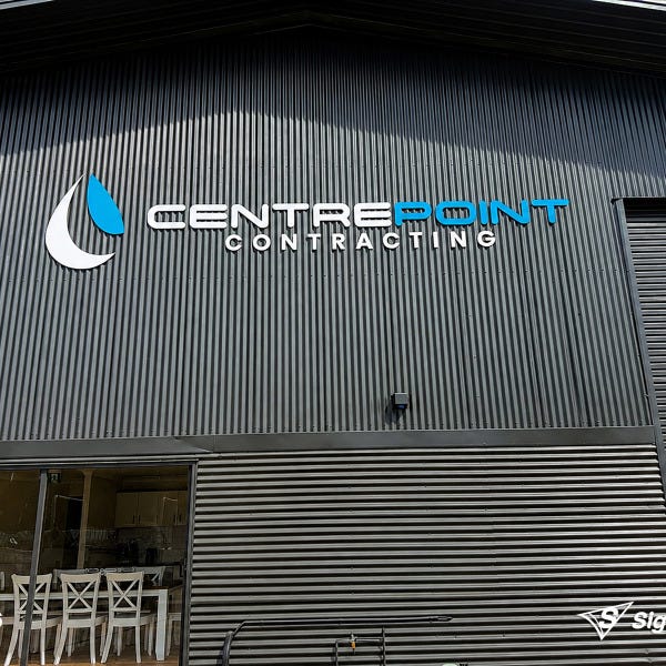 3D acrylic letters and logo with premium 2Pac sprayed finish created and installed by Signarama Springwood for Centrepoint Contracting