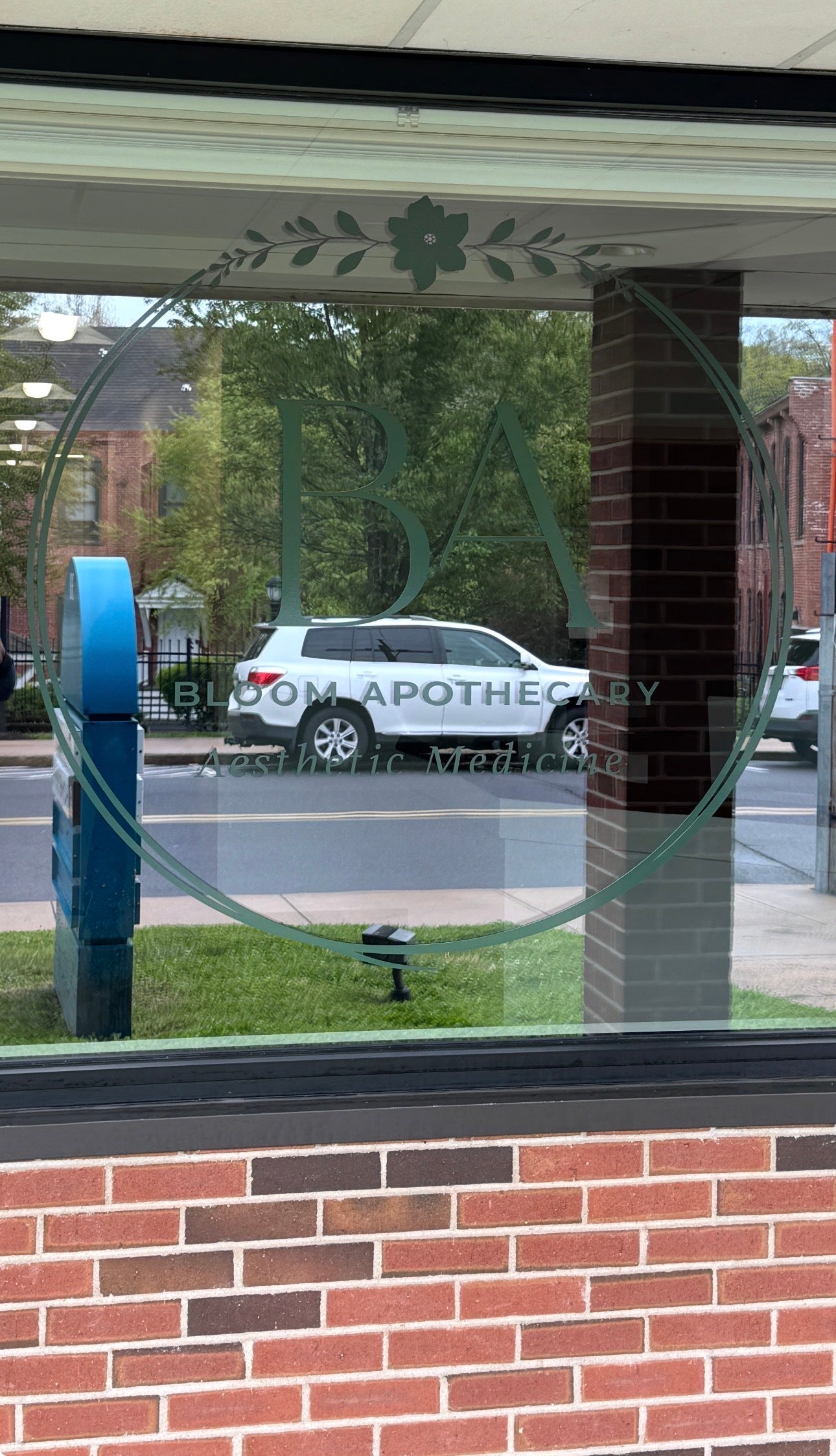 Custom Frosted Window Graphics & Storefront Branding for Bloom Apothecary Aesthetic Medicine