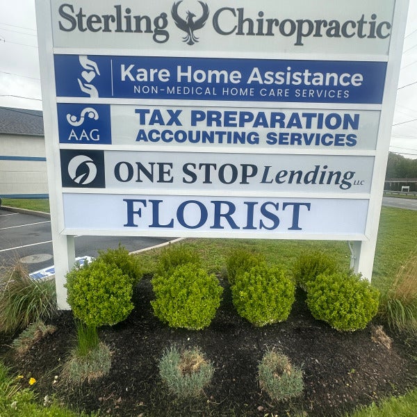 Fresh New Pylon Sign Face Installed for Florist on Berlin Turnpike in Newington, CT