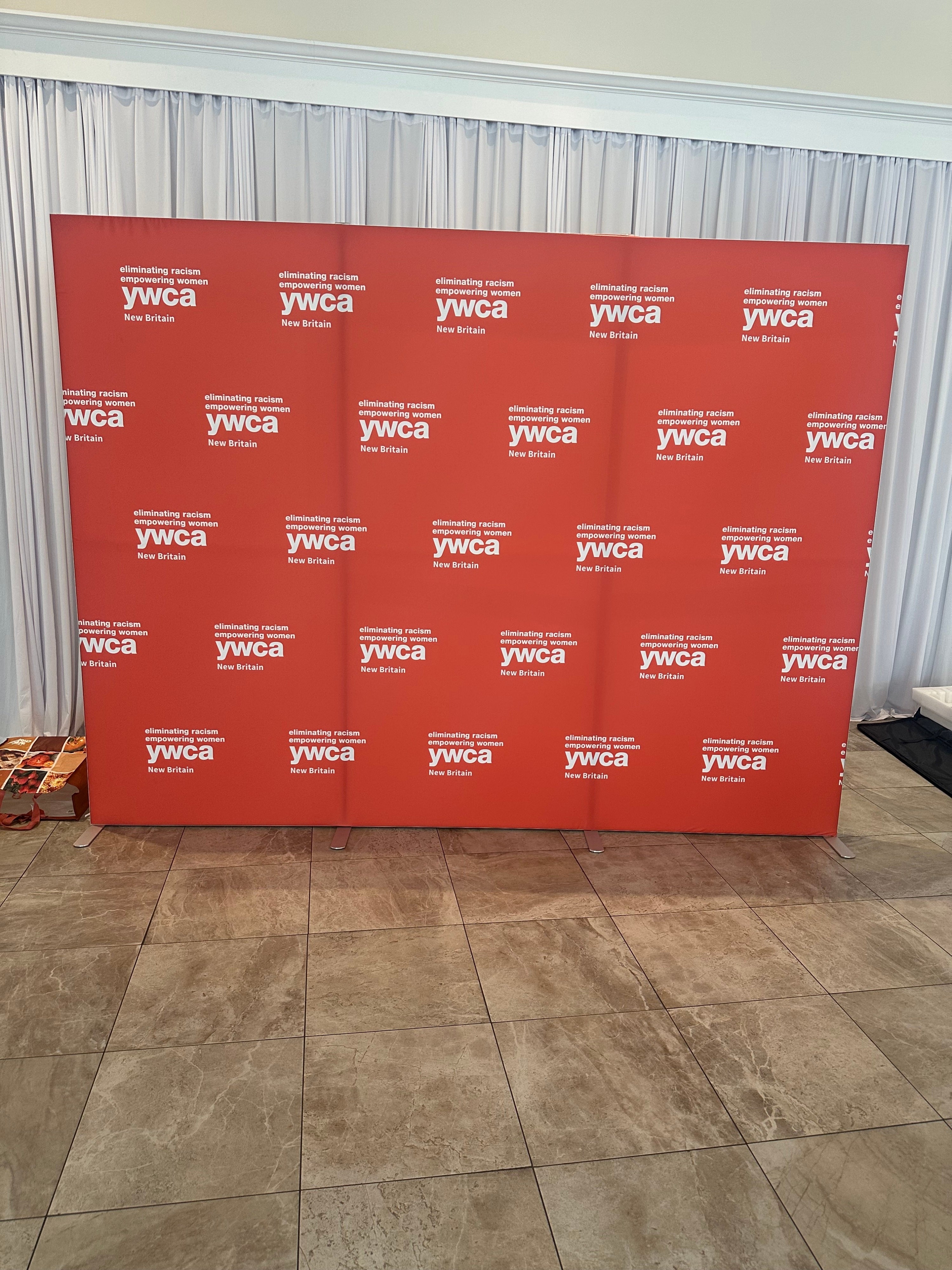 Custom Step and Repeat Backdrop for YWCA New Britain Event Branding
