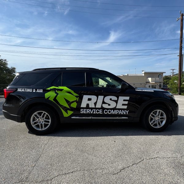 Rise Heating and Air_Spot Graphics_Black Vehicle_Passenger Side