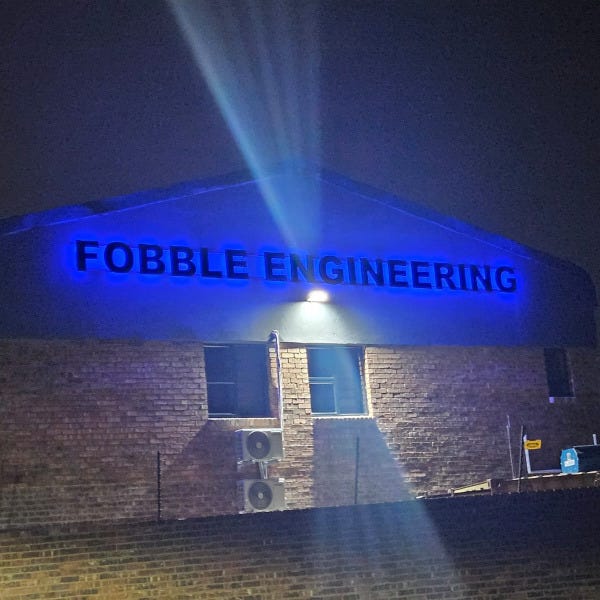 ACM CUT LETTERS WITH BLUE LEDS ON RAILWAY SYSTEM