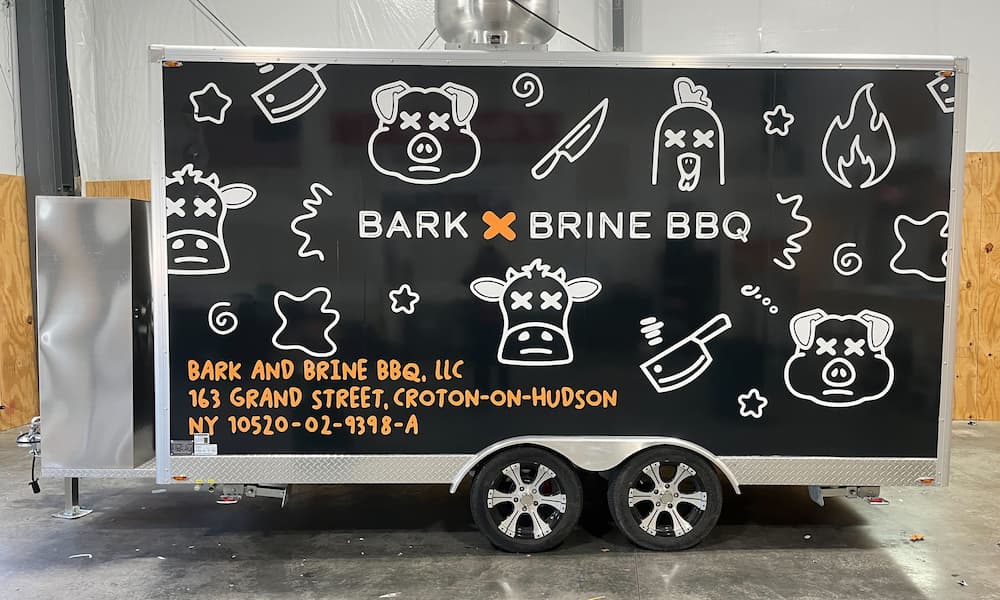 Bark and Brine BBQ trailer signage