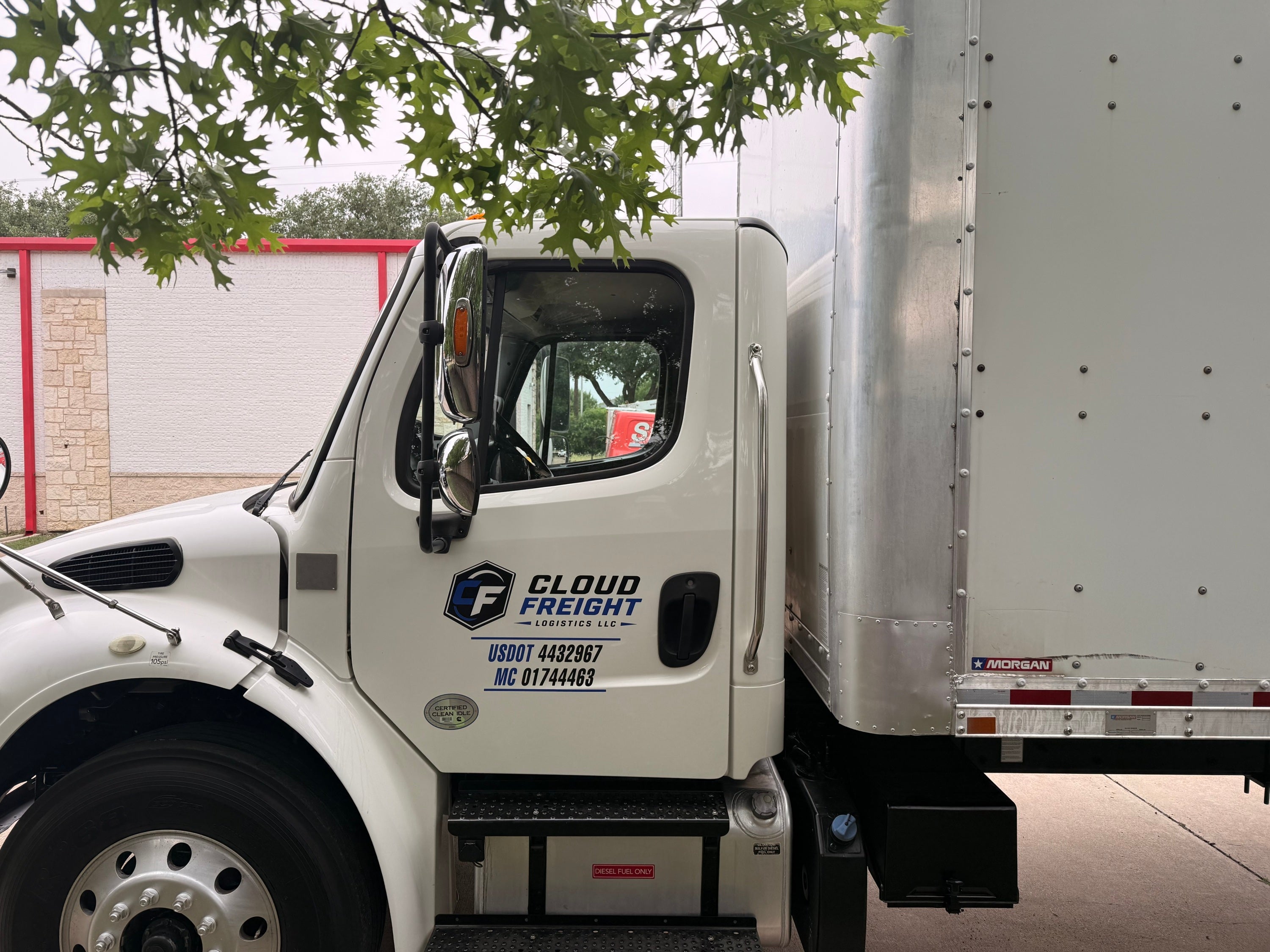 Custom USDOT lettering and logo installation for Cloud Freight Logistics LLC produced and installed by Signarama North Fort Worth / Keller