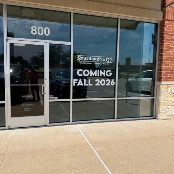 window graphics for Sourdough & Co in South College Station
