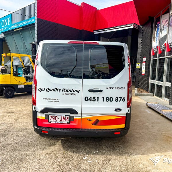 Custom van graphics designed and installed by Signarama Springwood for QLD Quality Painting & Decorating featuring professional mobile business branding