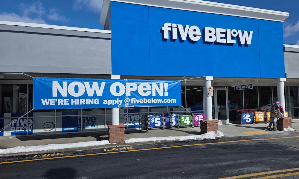 Five Below retail location advertising job openings