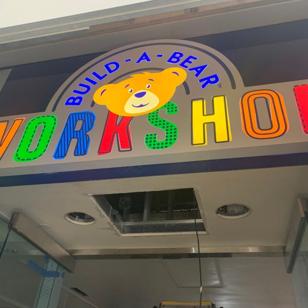 Build-A-Bear illuminated storefront sign