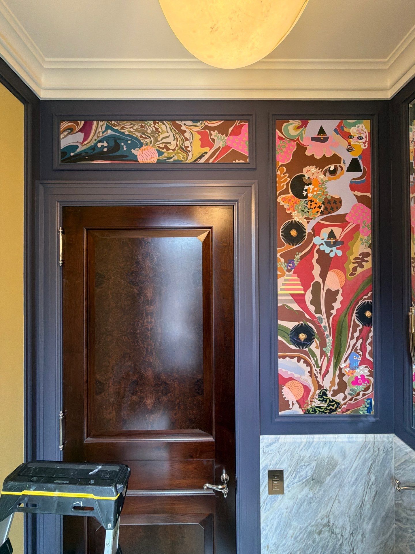 Luxury Powder Room Remodel | Custom Printed Wallpaper Installation
