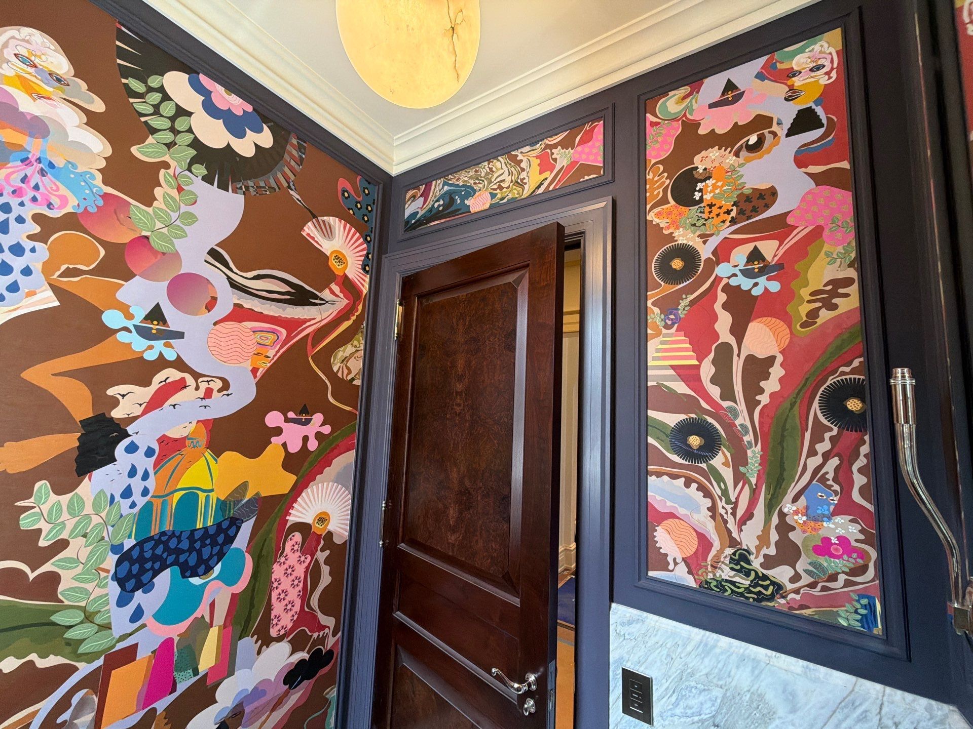 Luxury Powder Room Remodel | Custom Printed Wallpaper Installation