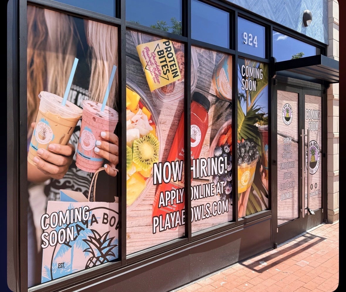 Playa Bowls Falls Church Makes a Splash with Bold Grand Opening Window Graphics