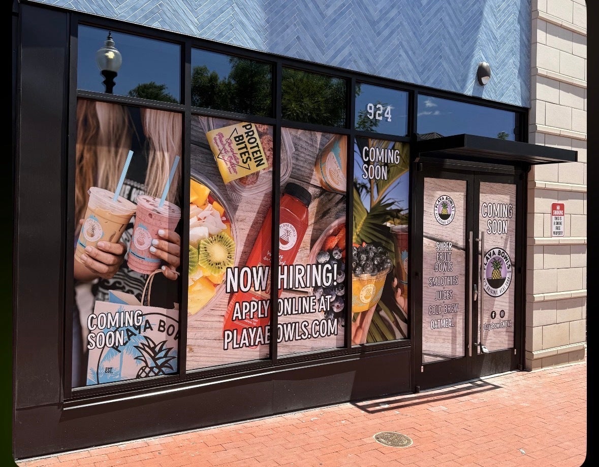 Playa Bowls Falls Church Makes a Splash with Bold Grand Opening Window Graphics