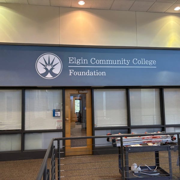 ECC Foundation Cut Vinyl Logo and Name above Windows and Doors