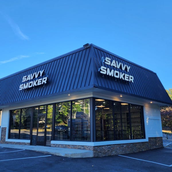 Savvy Smoker Channel Letters on Mansard Roof with Raceway