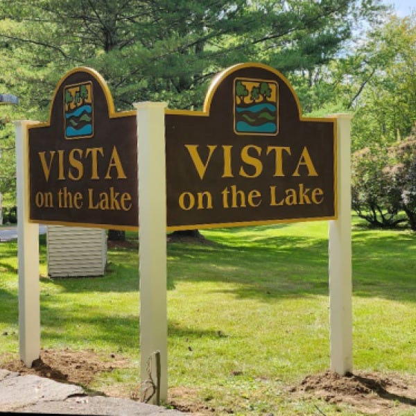 Vista on the Lake, Carmel NY Custom Carved Sign