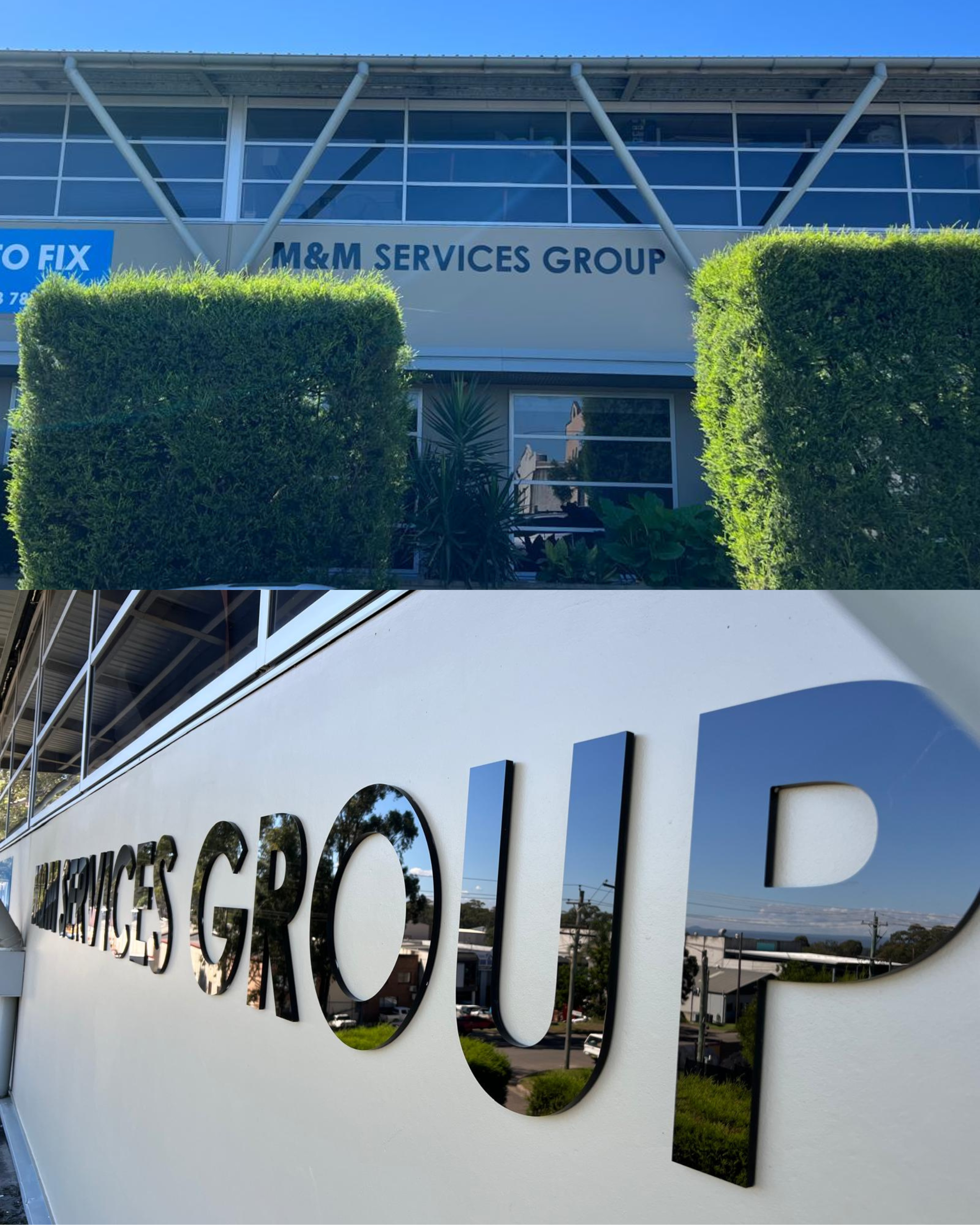 3D Acrylic Letter Signage for M&M Services Group