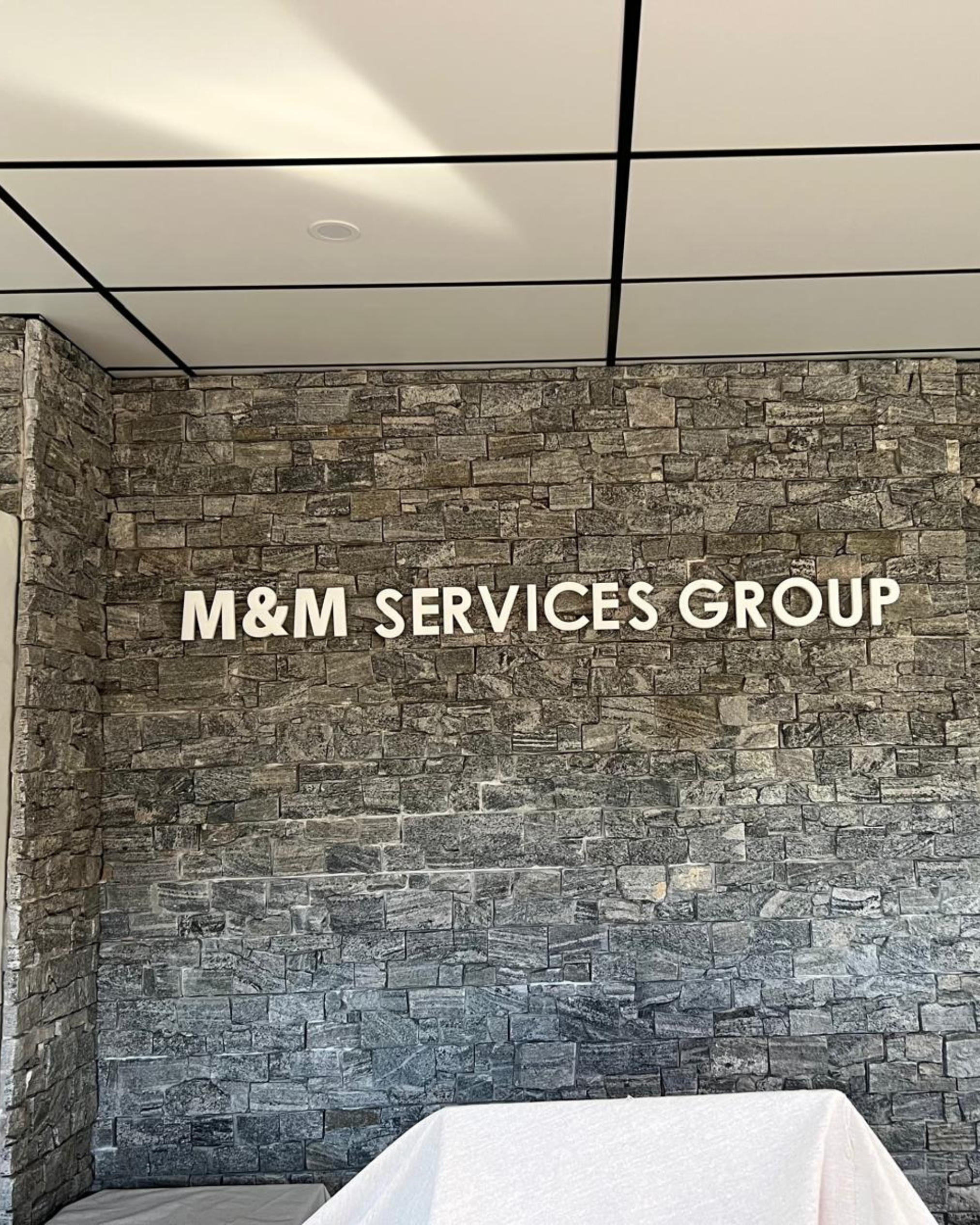 3D Acrylic Letter Signage for M&M Services Group