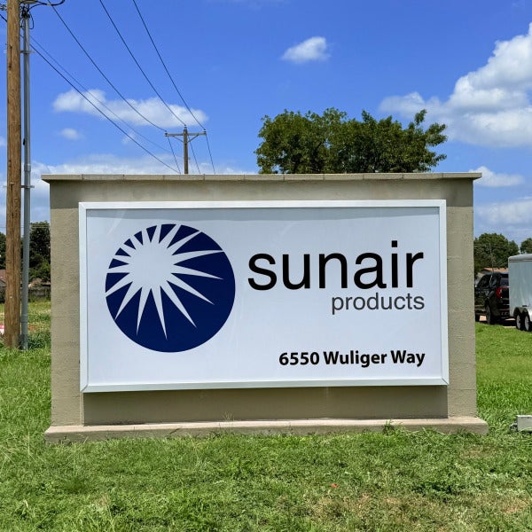 Sunair Products Monument Sign Project done by Signarama North Fort Worth/Keller