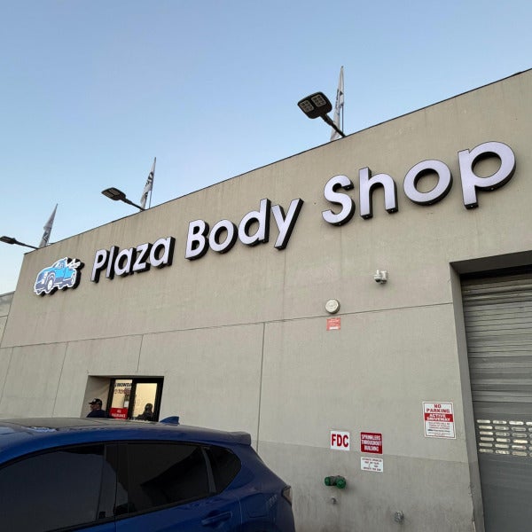 Custom Illuminated Channel Letter Sign for Plaza Body Shop in Brooklyn