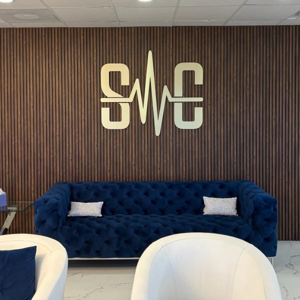 Custom Dimensional Logo in Brushed Gold for Healthcare Clinic in Coral Springs, Florida