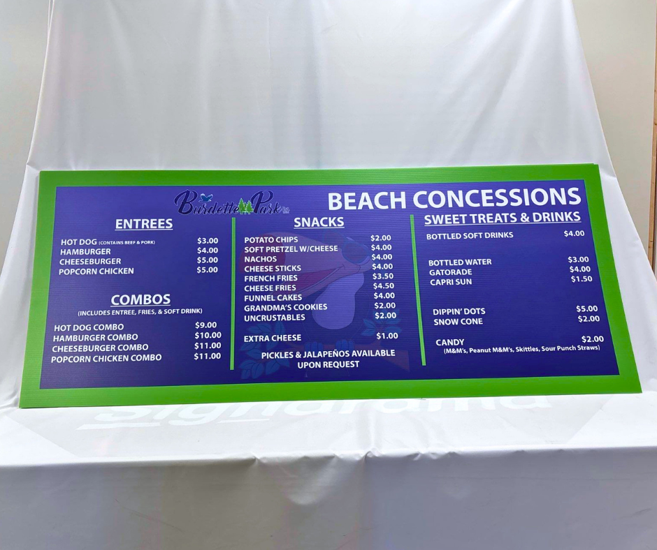 Burdette Park - Menu Board