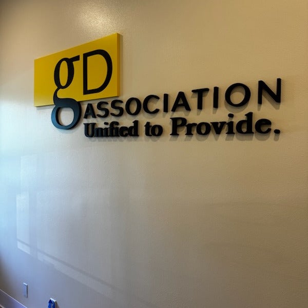 Elegant Dimensional Letter Lobby Sign for GD Association, Seattle