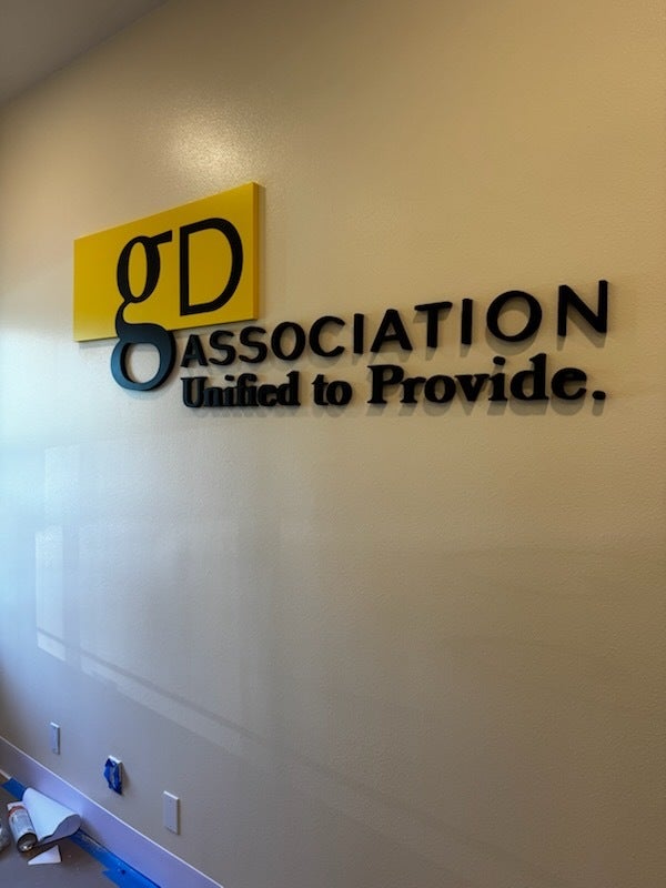 Elegant Dimensional Letter Lobby Sign for GD Association, Seattle