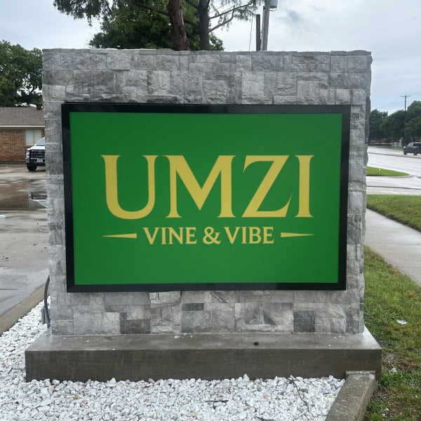 UMZI Vine & Vibe Monument Sign done by Signarama North Fort Worth/Keller