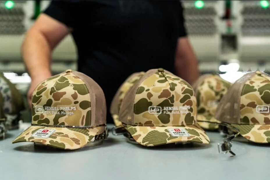 Custom Embroidered Camouflage Trucker Hats for Hensel Phelps