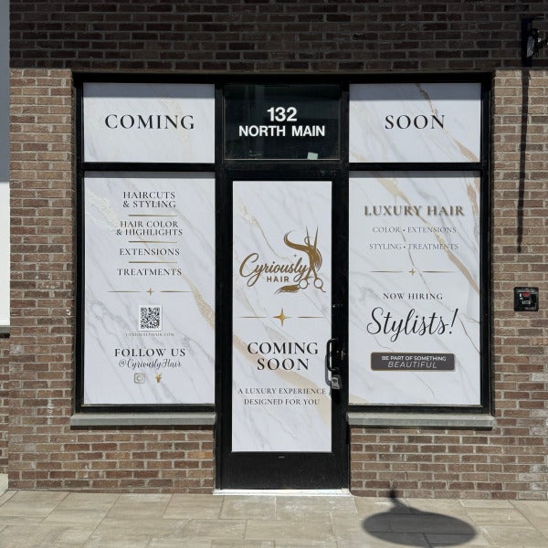 Custom Storefront Window Graphics for Cyriously Hair | Bristol, CT