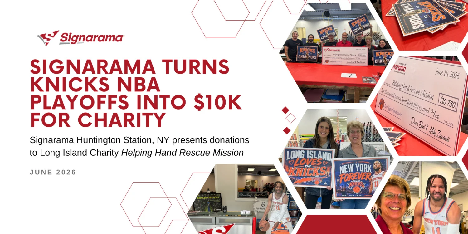 Signarama Huntington Station Turns Knicks NBA Playoff Win Into $10,000 for Local Charity