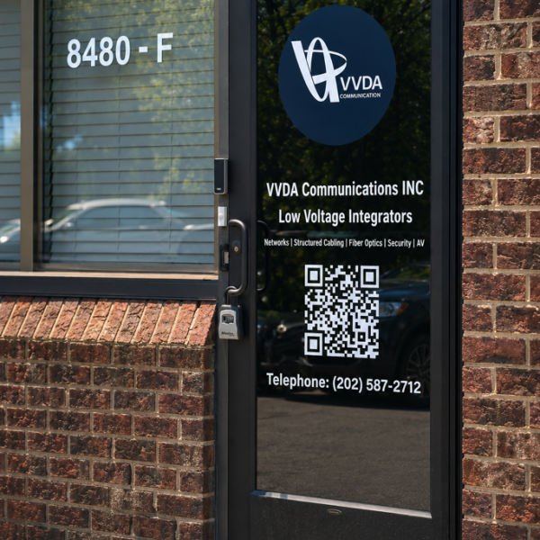 Custom Vinyl Door Graphics Installation for VVDA Communications | Washington DC Metro Area