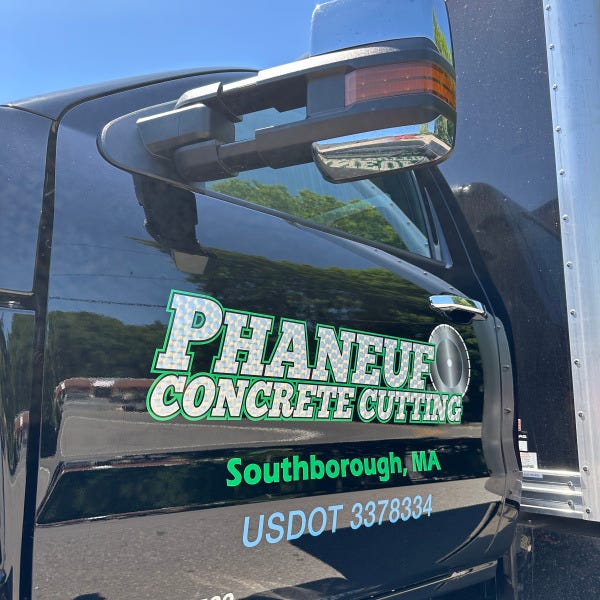 Southborough - Phaneuf Concrete Cutting vehicle lettering fleet graphics door look up