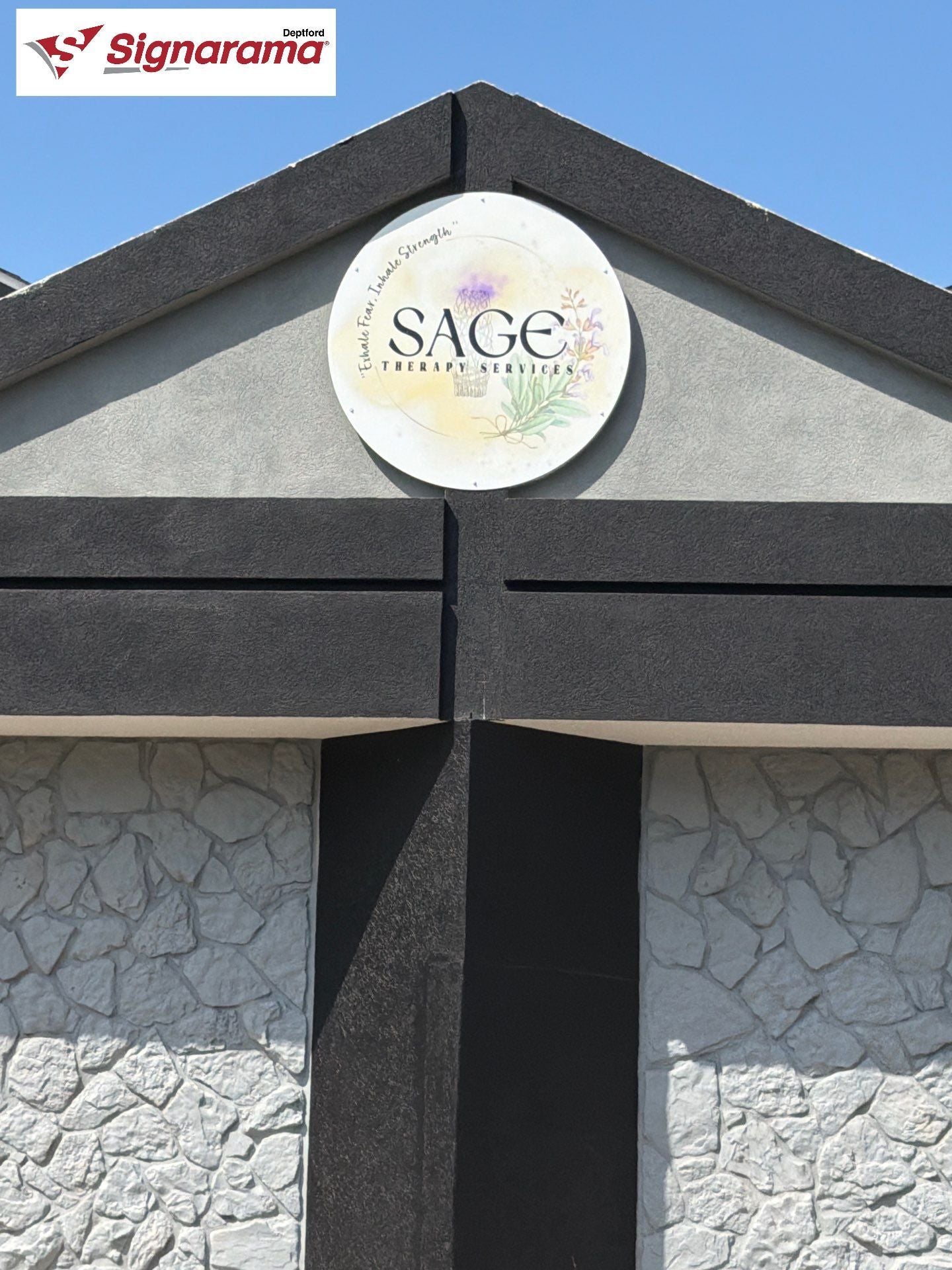 Exterior wall sign in Woodbury