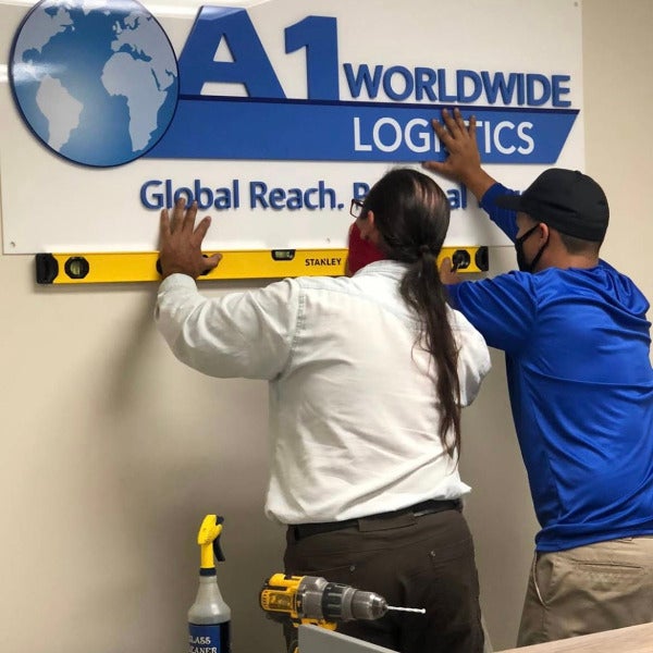 Custom Dimensional Lobby Sign Installation for A1 Worldwide Logistics