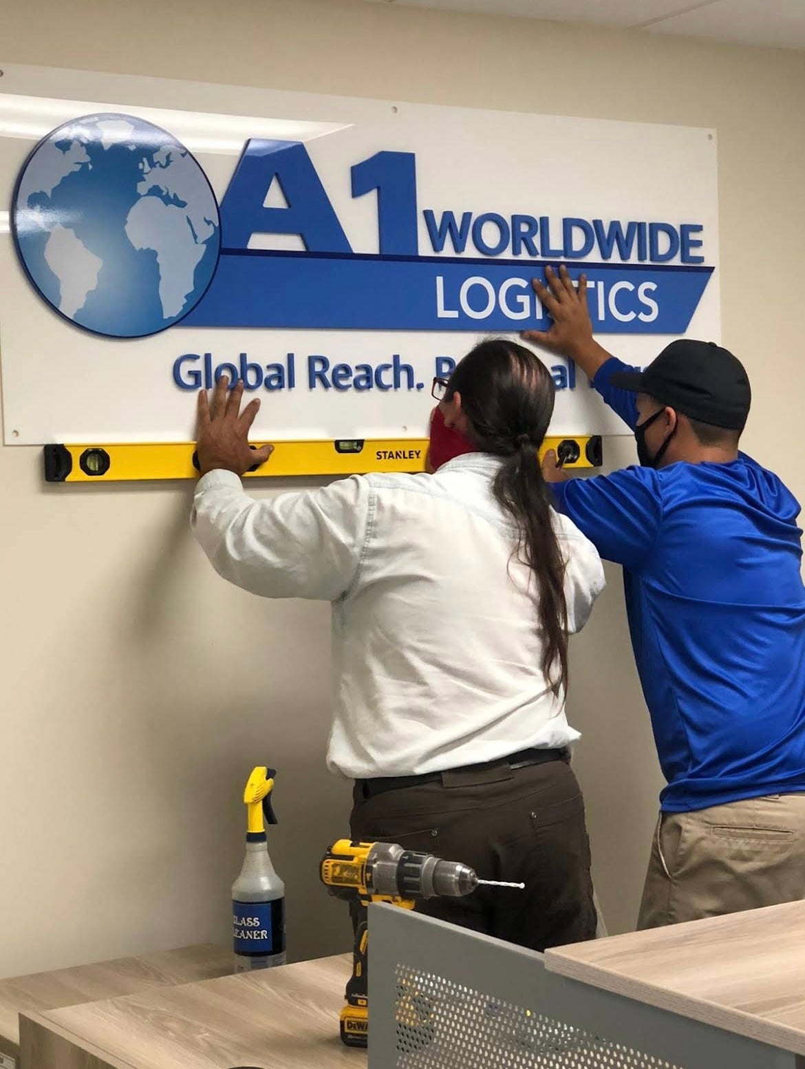 Custom Dimensional Lobby Sign Installation for A1 Worldwide Logistics
