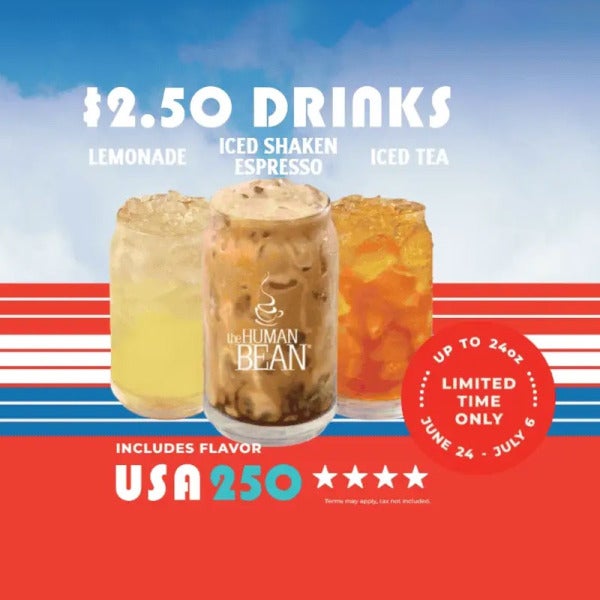 The Human Bean's Cool Tribute to American Liberty? The $2.50 Freedom Sip! The Human Bean's Cool Tribute to American Liberty? The $2.50 Freedom Sip!