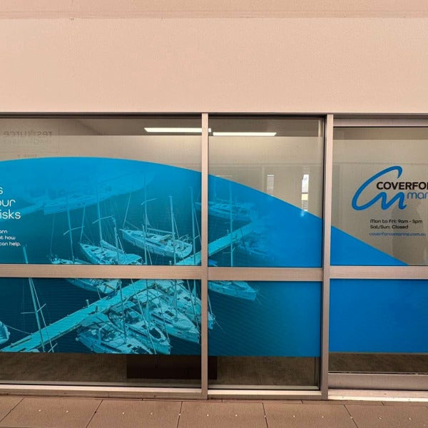 High-Impact Printed Frost Shopfront Signage for Coverforce Partners, Sandgate